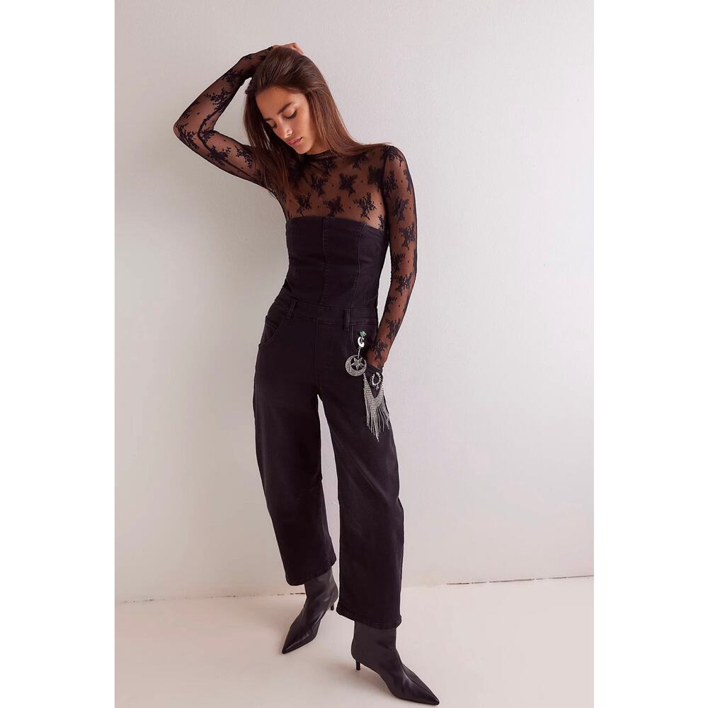 We The Free Je Suis Pret Barrel Jumpsuit black size medium